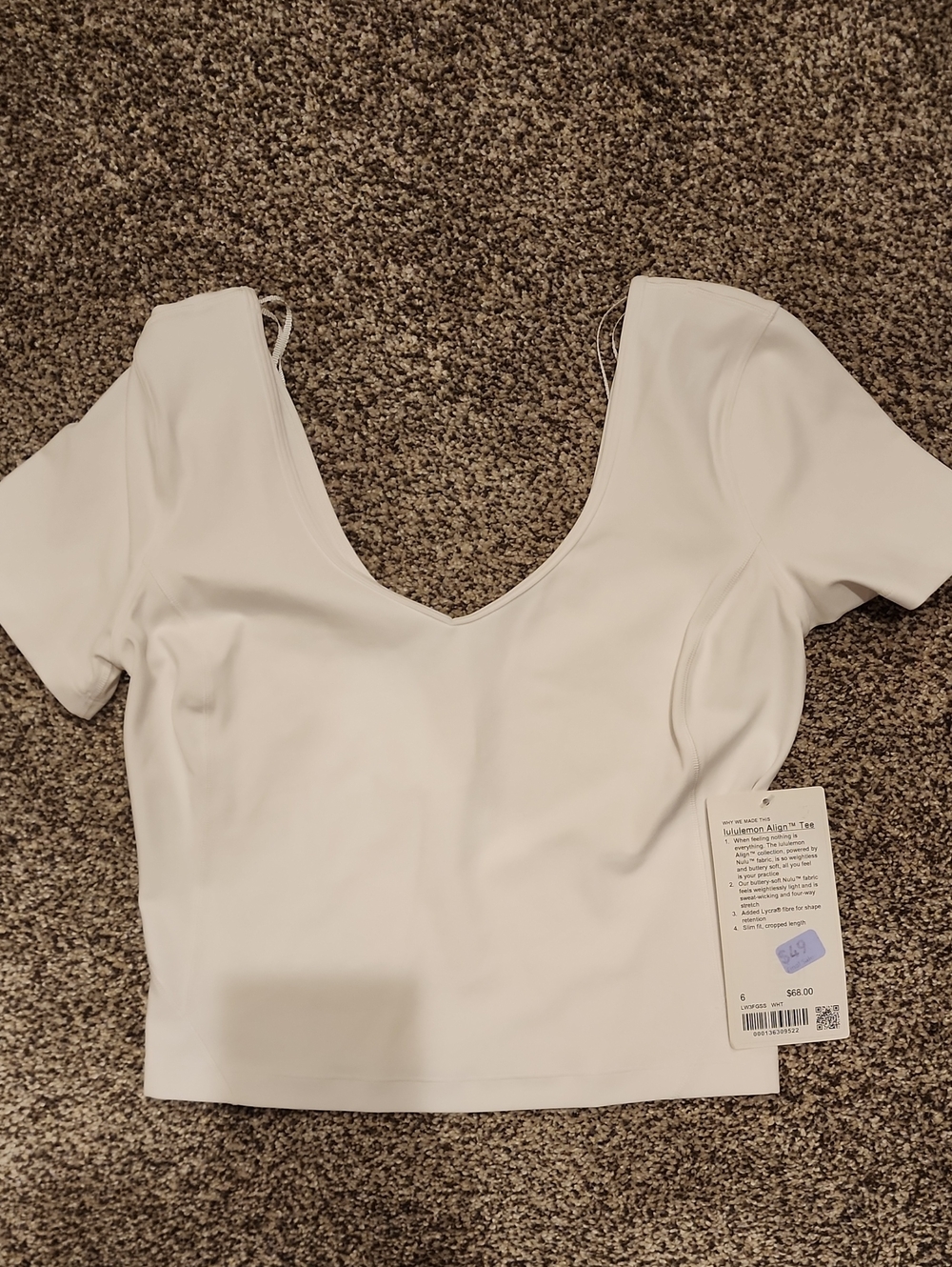 lululemon athletica White Scoop-Neck Short Sleeve Crop Top